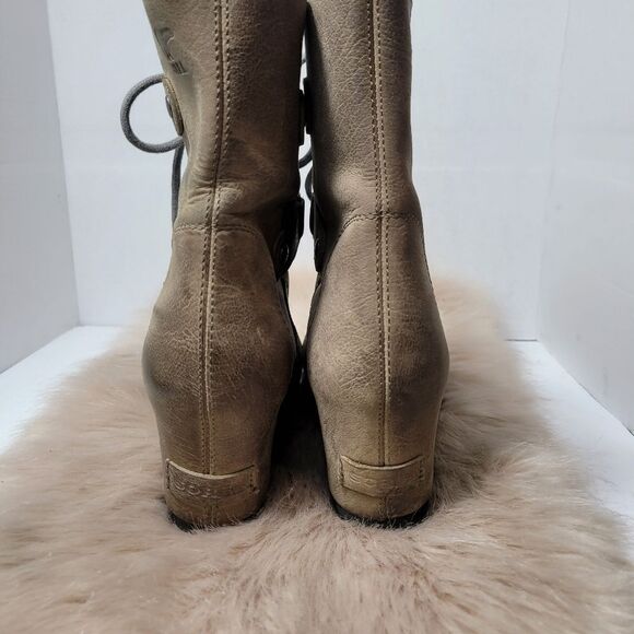 Sorel Women's NL2132 Brown Leather Joan of Arctic Wedge Waterproof Boots 8.5 - Picture 4 of 8